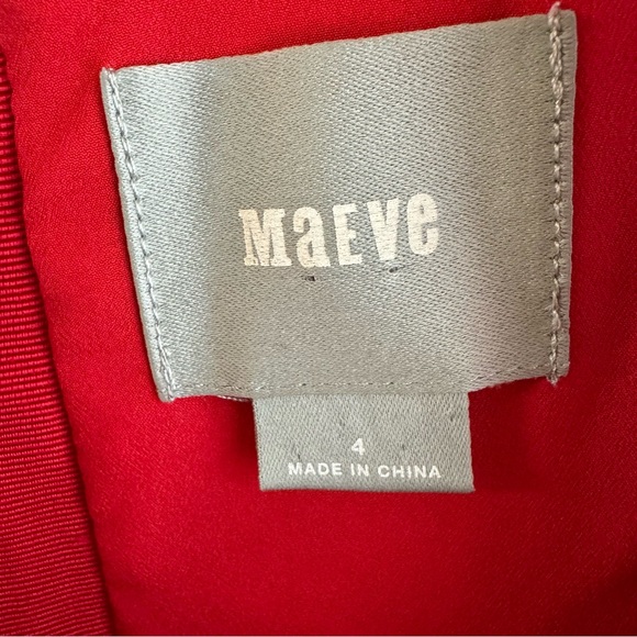 Maeve Anthropologie Sleeveless Red Lattice Neck Cotton Blend Midi Dress - Picture 15 of 15